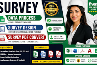 survey data process, survey design, survey pdf convert