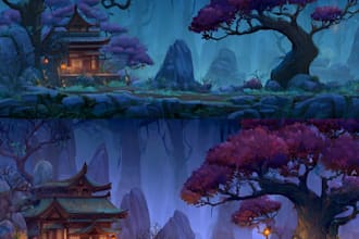 create 2d game environment concept art background game art for unreal engine