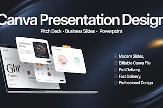 design canva presentation, pitch deck and business slides