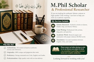 do professional islamic research and urdu english translation