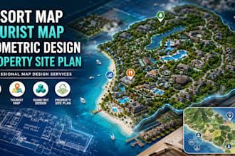 design city, event, resort map, tourist map, isometric map, property site plan