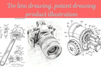 do line drawing, patent drawing and product illustration
