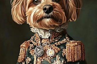 draw your pet into color sketch art portrait
