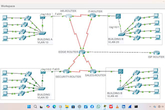 design and configure enterprise network, vlan, routing and network security