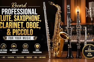 record professional flute, saxophone, clarinet, oboe and piccolo for your music