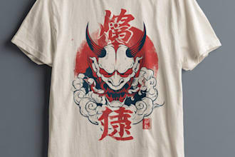 do a japanese t shirt illustration