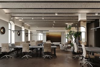 visualize commercial interior,reception lounge, 3d layout plan,presentation area