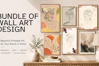 provide a bundle of 46 printable abstract wall art designs
