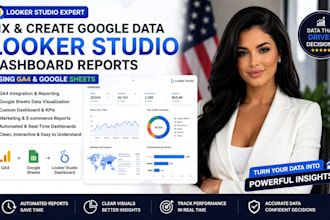 fix and create google data for looker studio dashboard report using ga4 gsheet