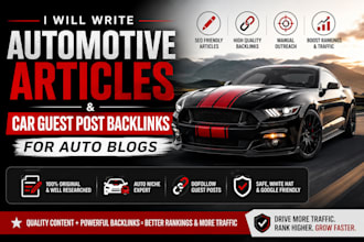 write automotive articles and car guest post backlinks for auto blogs