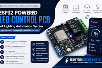 design led control pcb using esp32, iot lighting automation system with firmware