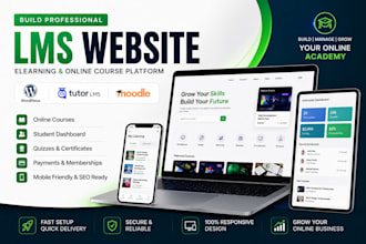 build wordpress elearning lms website setup moodle tutor online course platform