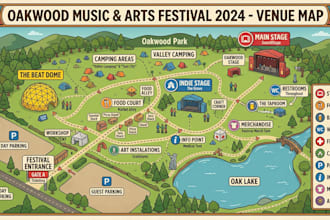 create custom event map, venue map, festival map and event location map