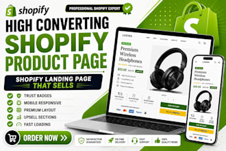 create high converting shopify product page or landing page