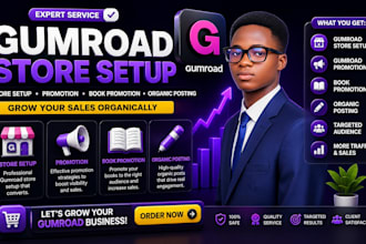 do gumroad store setup, gumroad promotion, book promotion, organic posting