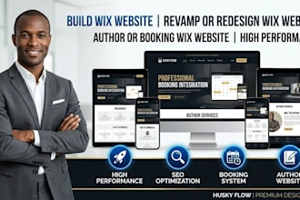 build wix website, revamp or redesign wix website, author or booking wix website