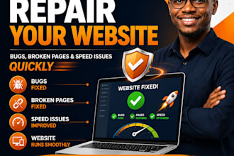 repair your website bugs, broken pages speed issues quickly