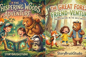 do hand drawn children story book illustration and kids picture book art