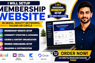 setup membership website in skool mighty networks kajabi or thinkific