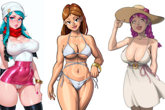 draw nsfw character art, ecchi anime girl, custom waifu, fantasy fanart