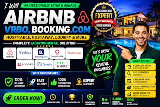 setup airbnb, vrbo, booking com, hospitable, hostaway, lodgify listing