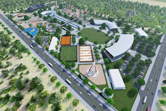take action to design urban city plan, community sport complex, city life design