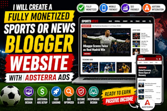 create fully monetized sports or news website with adsterra ads