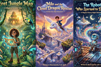 create 3d black children story book illustration for storybooks and KDP