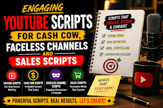 write engaging youtube scripts for cash cow, faceless channels and sales script