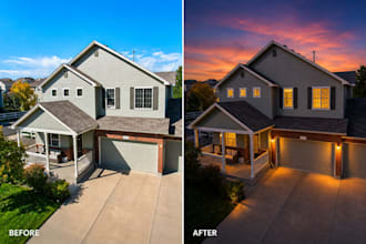 virtual twilight, day to dusk conversion in 1 hour
