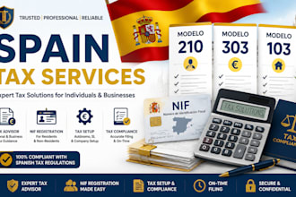 handle spain tax, nif registration, and modelo 210, 303, 103 filings