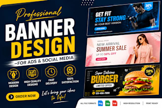 design modern banners for ads and social media