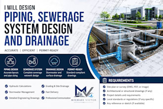 design piping, sewerage system design and drainage