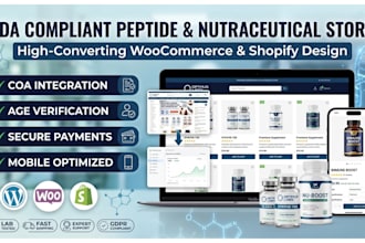 build a peptide website, nutraceutical store, or research peptide woocommerce