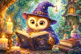 create cute animal watercolor children book illustrations
