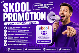 do skool community promotion skool setup and organic member growth