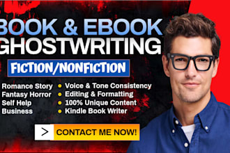 ghostwrite fiction and nonfiction, ghost book writer, ebook writer amazon kindle