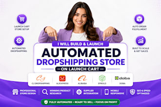 build launch cart automated cj dropshipping store aliexpress alibaba eprolo doba