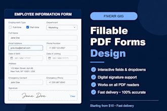 design a professional fillable PDF form with interactive fields