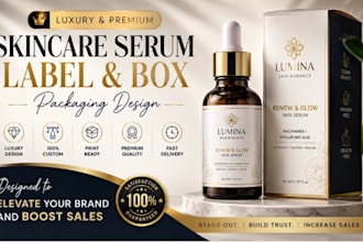 design luxury skincare serum label and box packaging
