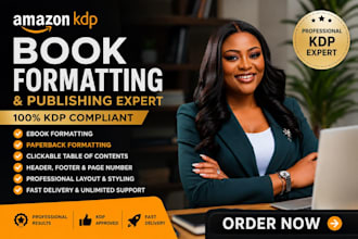 do professional book formatting for amazon KDP, paperback, and ebook