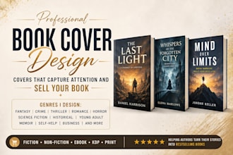 design a self help, business, memoir, romance, or fantasy book cover design