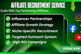 recruit high converting affiliates and influencers for your affiliate program