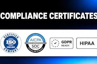 provide hipaa soc2 and gdpr certificate of compliance
