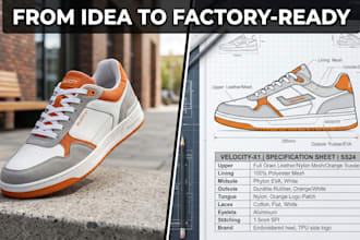 design shoe tech pack, footwear, sneakers, heels for manufacturing