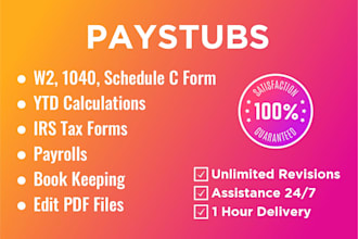 do paystubs, adp stubs, w2, 1099, 1040, checkstubs