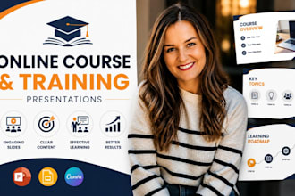 design online course slide design, corporate training webinar presentation