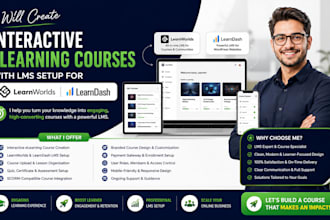 create interactive elearning course with lms setup for learnworld, learndash