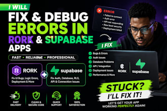 fix and debug errors in rork and supabase app