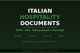 write haccp and hospitality documents in italian